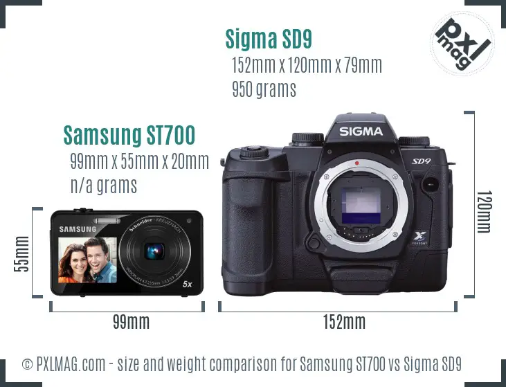 Samsung ST700 vs Sigma SD9 size comparison