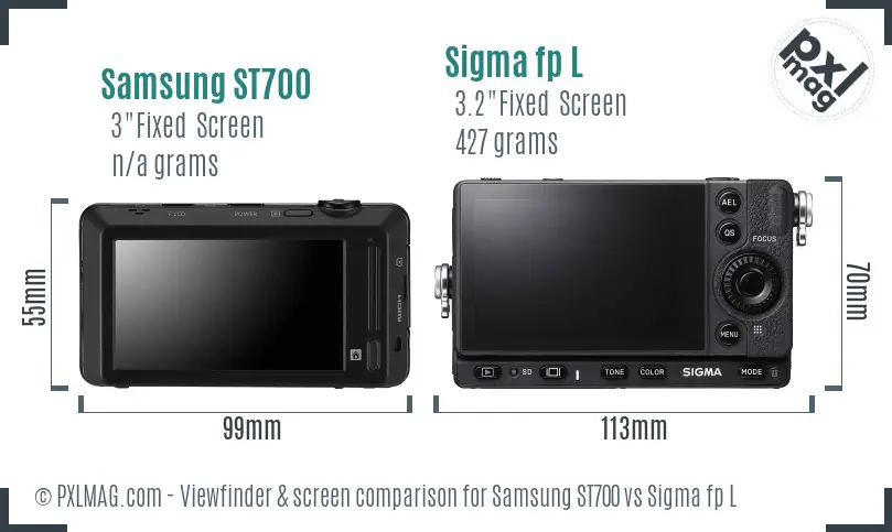 Samsung ST700 vs Sigma fp L Screen and Viewfinder comparison