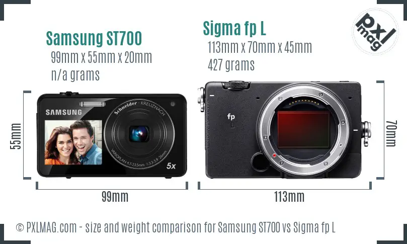 Samsung ST700 vs Sigma fp L size comparison
