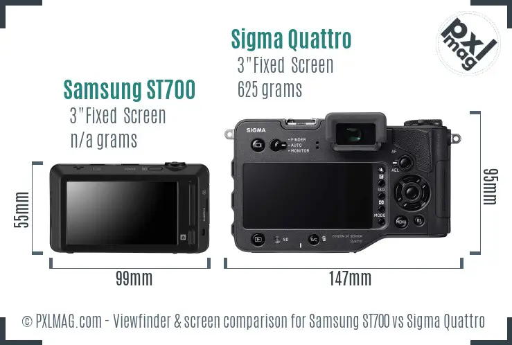 Samsung ST700 vs Sigma Quattro Screen and Viewfinder comparison