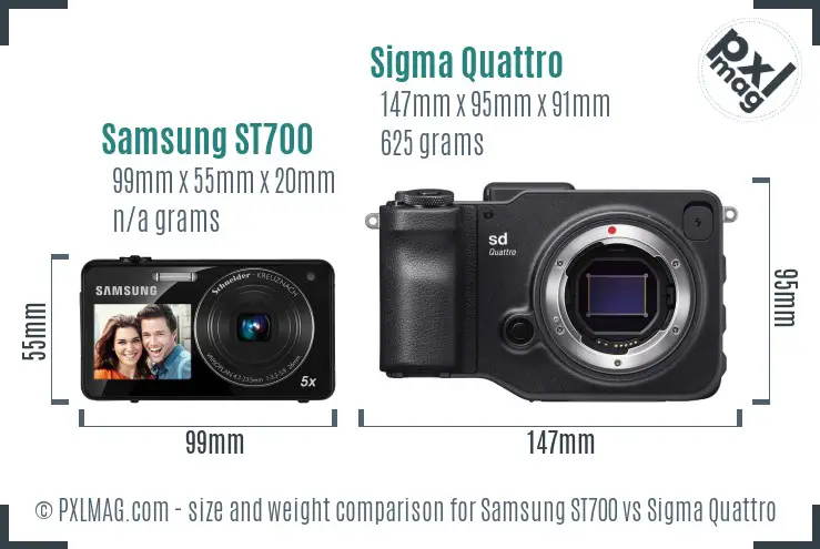 Samsung ST700 vs Sigma Quattro size comparison