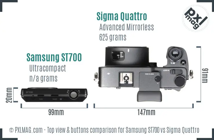 Samsung ST700 vs Sigma Quattro top view buttons comparison