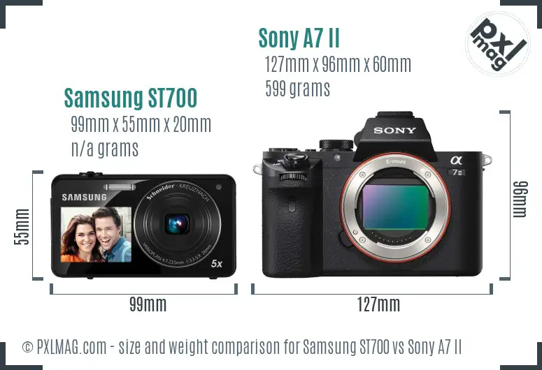 Samsung ST700 vs Sony A7 II size comparison