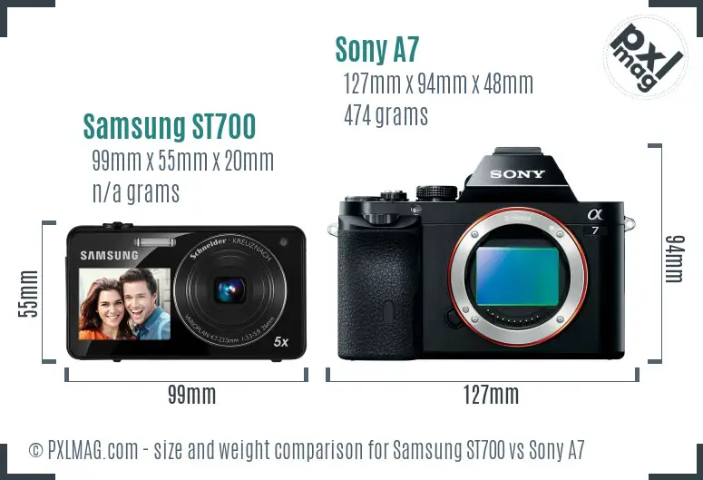 Samsung ST700 vs Sony A7 size comparison
