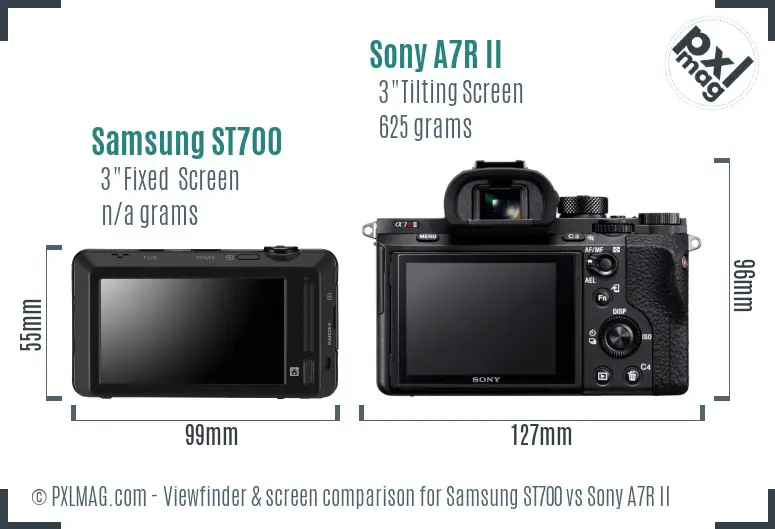 Samsung ST700 vs Sony A7R II Screen and Viewfinder comparison