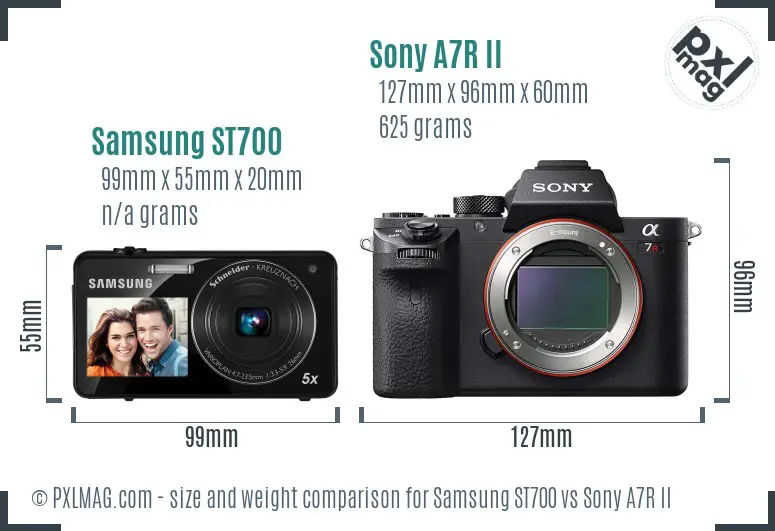 Samsung ST700 vs Sony A7R II size comparison