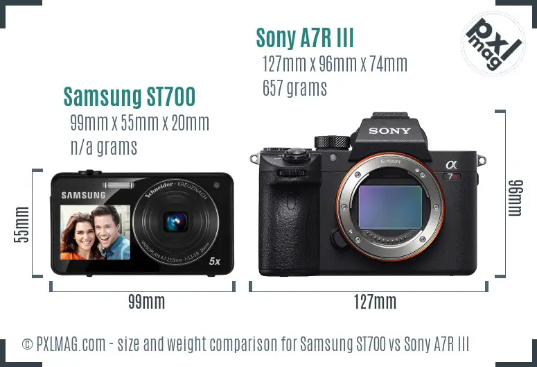 Samsung ST700 vs Sony A7R III size comparison Samsung ST700 vs Sony A7R III size comparison