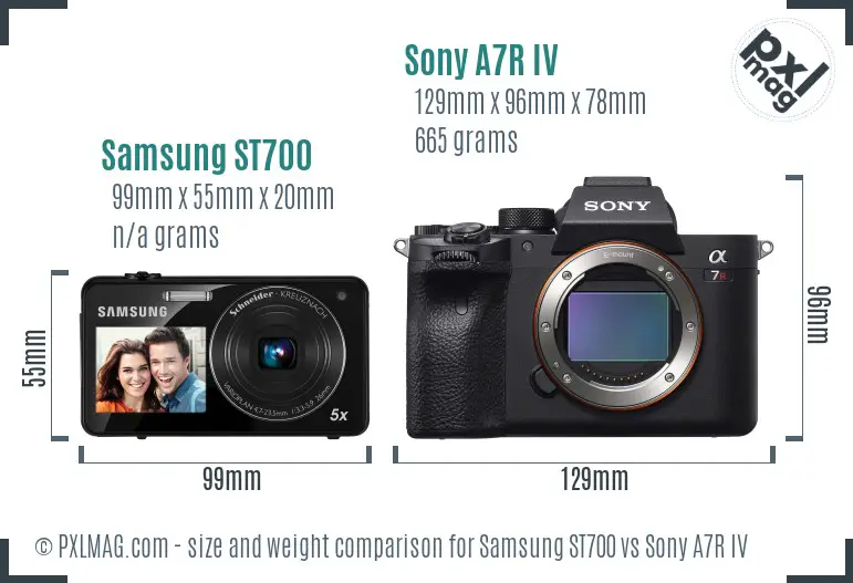 Samsung ST700 vs Sony A7R IV size comparison