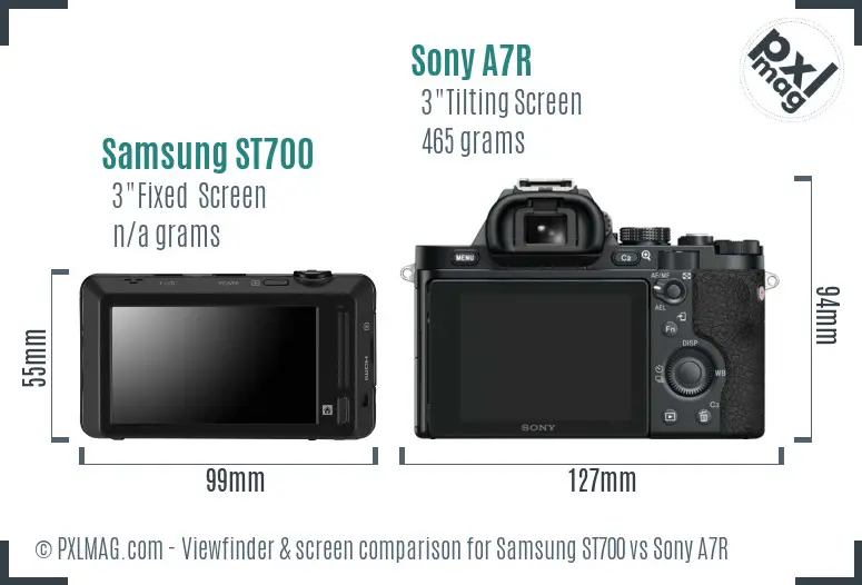 Samsung ST700 vs Sony A7R Screen and Viewfinder comparison