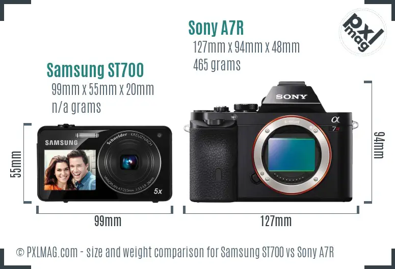 Samsung ST700 vs Sony A7R size comparison