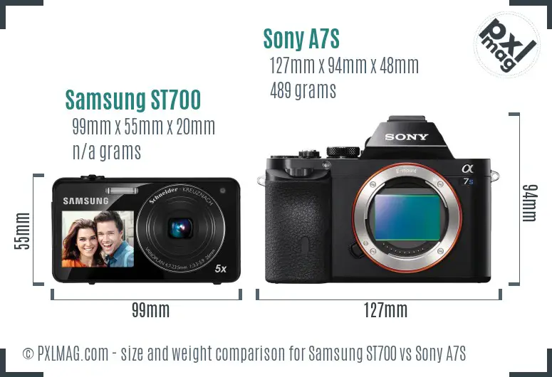 Samsung ST700 vs Sony A7S size comparison
