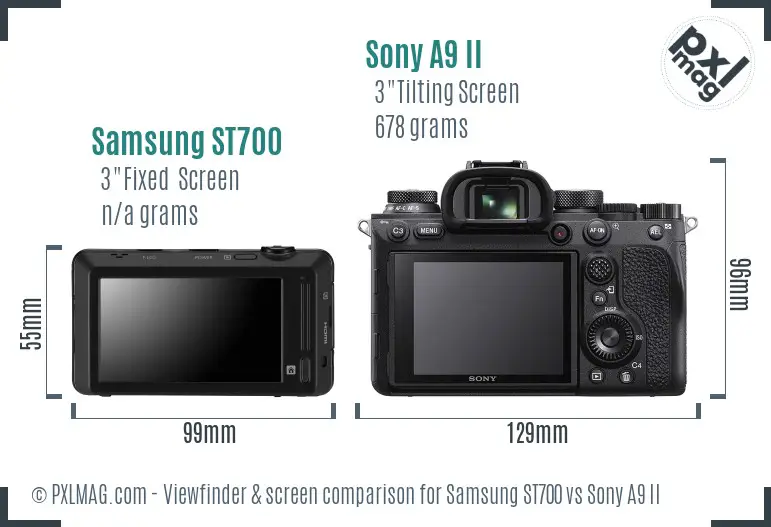 Samsung ST700 vs Sony A9 II Screen and Viewfinder comparison