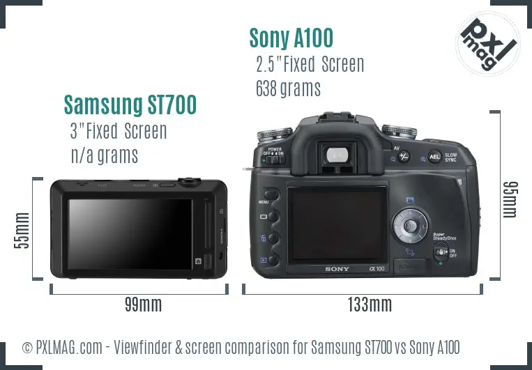 Samsung ST700 vs Sony A100 Screen and Viewfinder comparison Samsung ST700 vs Sony A100 Screen and Viewfinder comparison