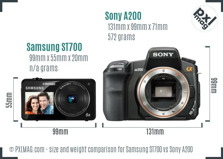 Samsung ST700 vs Sony A200 size comparison Samsung ST700 vs Sony A200 size comparison