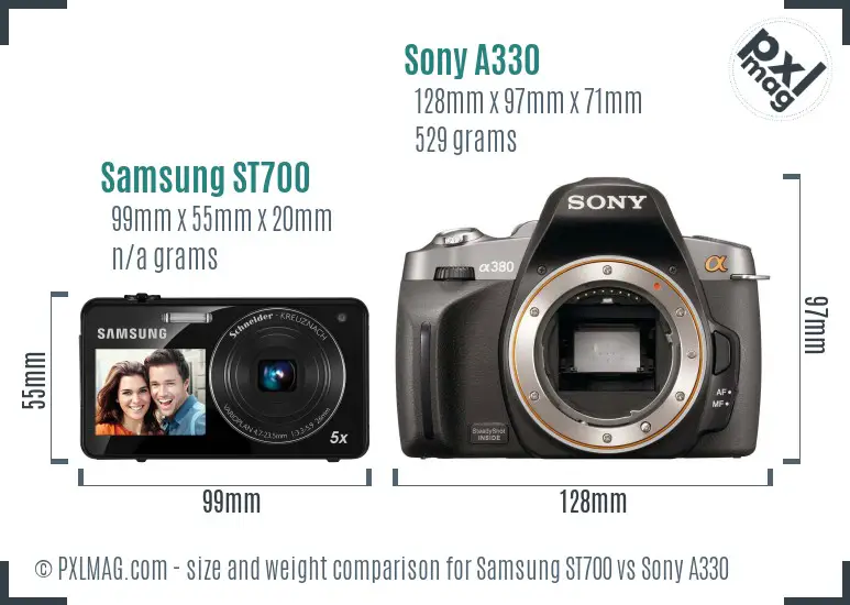 Samsung ST700 vs Sony A330 size comparison Samsung ST700 vs Sony A330 size comparison