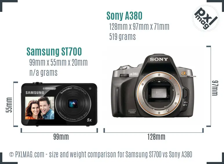 Samsung ST700 vs Sony A380 size comparison Samsung ST700 vs Sony A380 size comparison