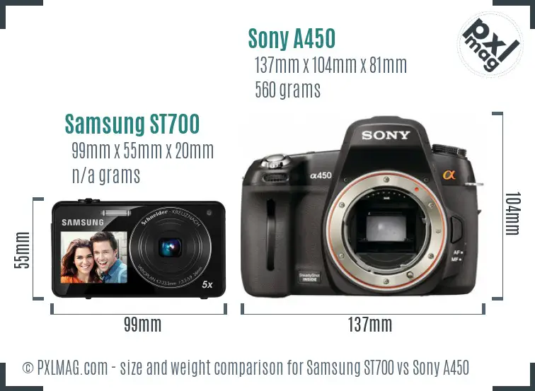 Samsung ST700 vs Sony A450 size comparison