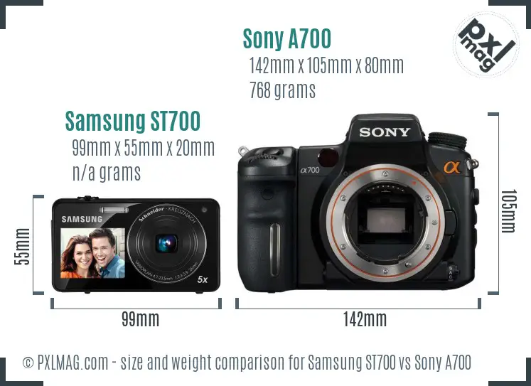 Samsung ST700 vs Sony A700 size comparison Samsung ST700 vs Sony A700 size comparison