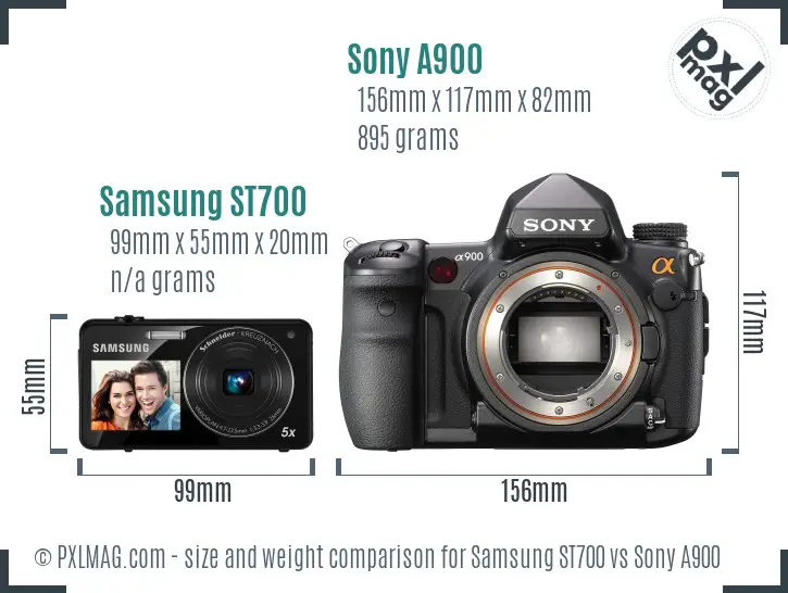 Samsung ST700 vs Sony A900 size comparison