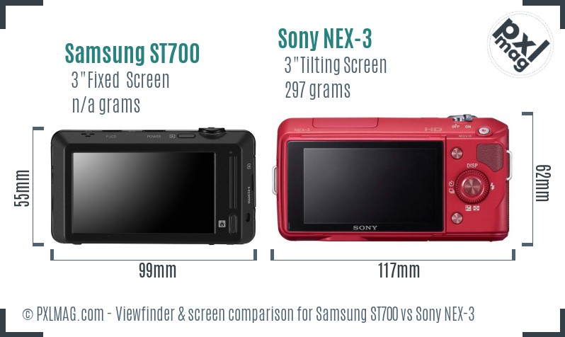 Samsung ST700 vs Sony NEX-3 Screen and Viewfinder comparison