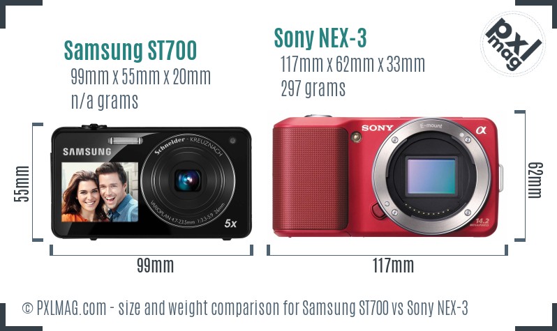 Samsung ST700 vs Sony NEX-3 size comparison Samsung ST700 vs Sony NEX-3 size comparison