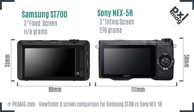 Samsung ST700 vs Sony NEX-5R Screen and Viewfinder comparison