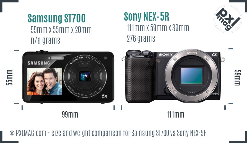 Samsung ST700 vs Sony NEX-5R size comparison