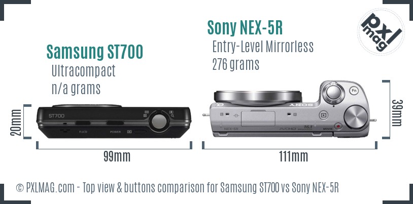 Samsung ST700 vs Sony NEX-5R top view buttons comparison