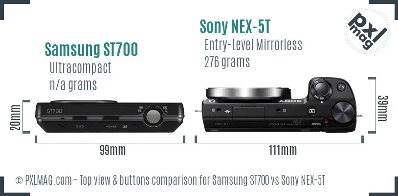 Samsung ST700 vs Sony NEX-5T top view buttons comparison