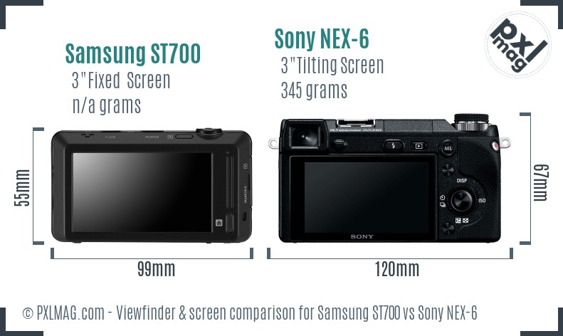 Samsung ST700 vs Sony NEX-6 Screen and Viewfinder comparison