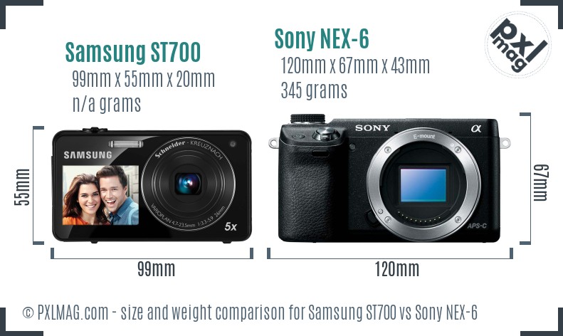 Samsung ST700 vs Sony NEX-6 size comparison