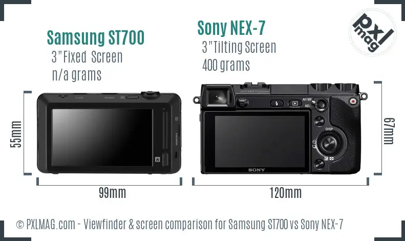 Samsung ST700 vs Sony NEX-7 Screen and Viewfinder comparison