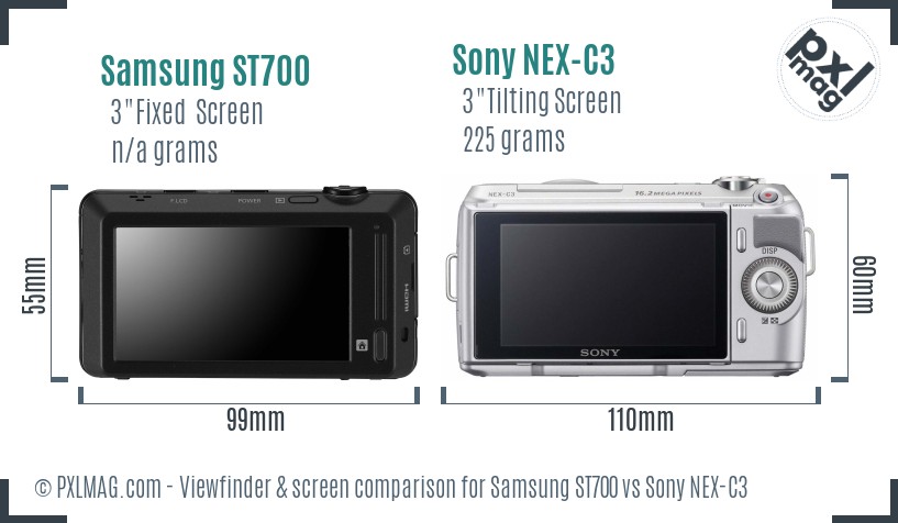 Samsung ST700 vs Sony NEX-C3 Screen and Viewfinder comparison