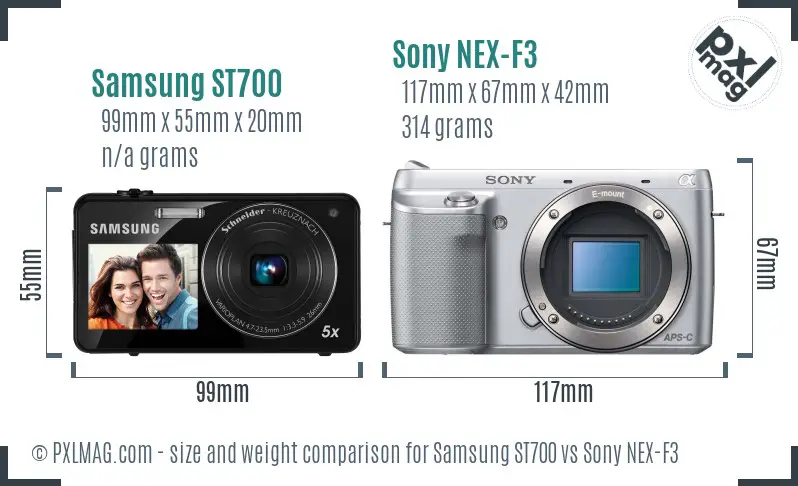 Samsung ST700 vs Sony NEX-F3 size comparison