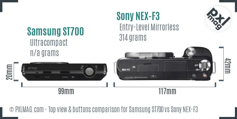 Samsung ST700 vs Sony NEX-F3 top view buttons comparison