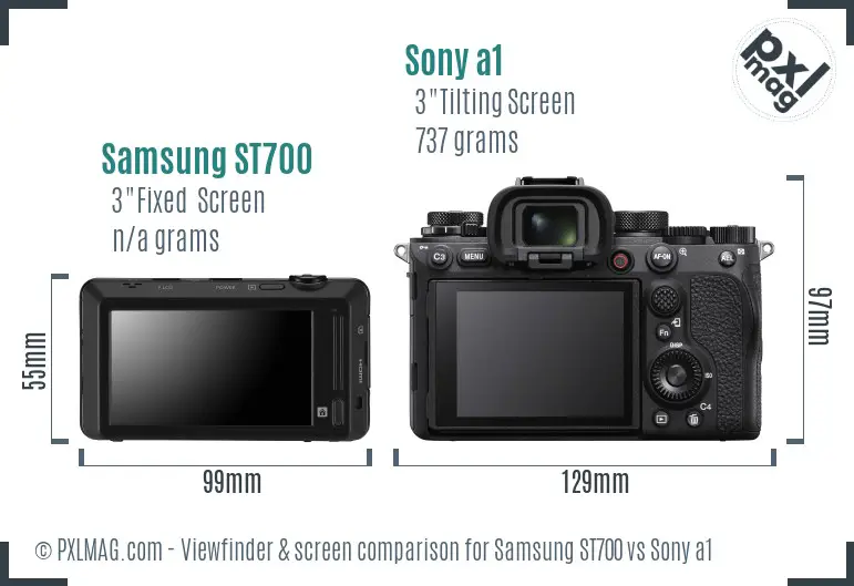 Samsung ST700 vs Sony a1 Screen and Viewfinder comparison