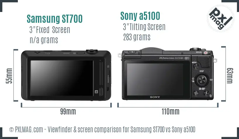 Samsung ST700 vs Sony a5100 Screen and Viewfinder comparison
