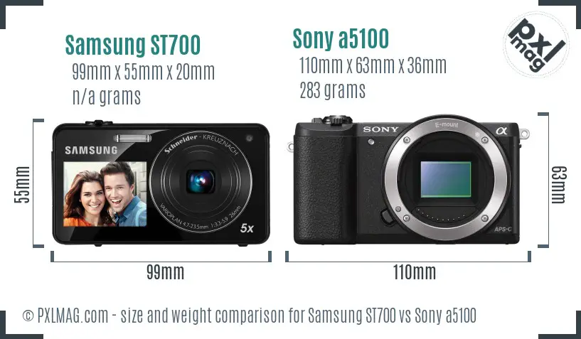 Samsung ST700 vs Sony a5100 size comparison