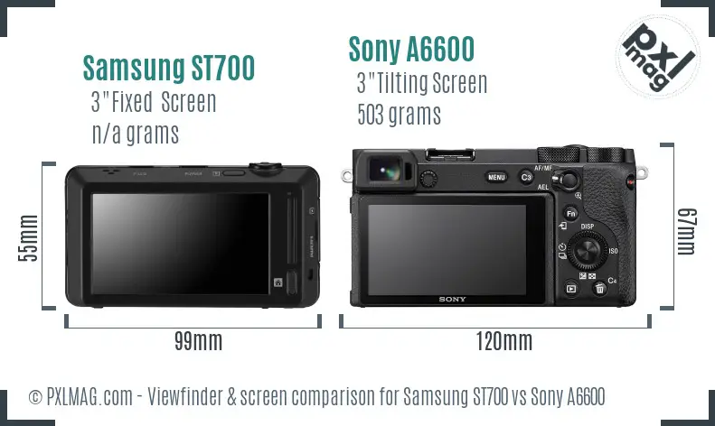 Samsung ST700 vs Sony A6600 Screen and Viewfinder comparison