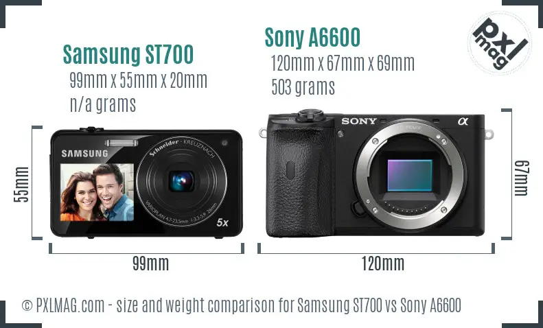 Samsung ST700 vs Sony A6600 size comparison