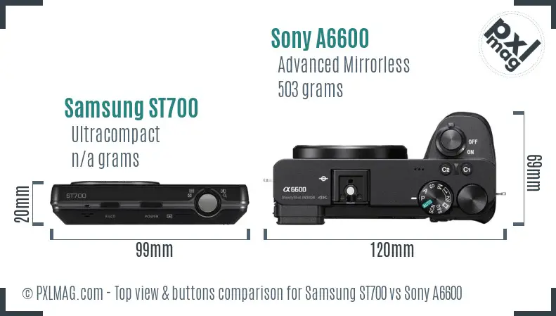 Samsung ST700 vs Sony A6600 top view buttons comparison