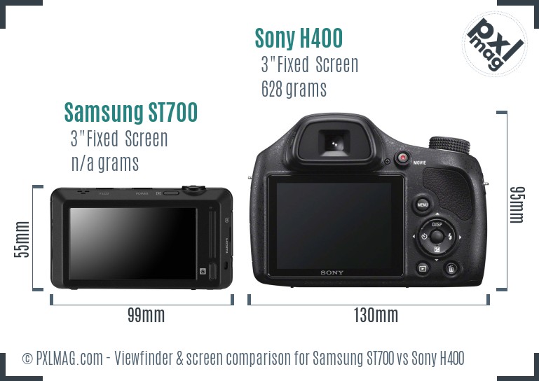 Samsung ST700 vs Sony H400 Screen and Viewfinder comparison