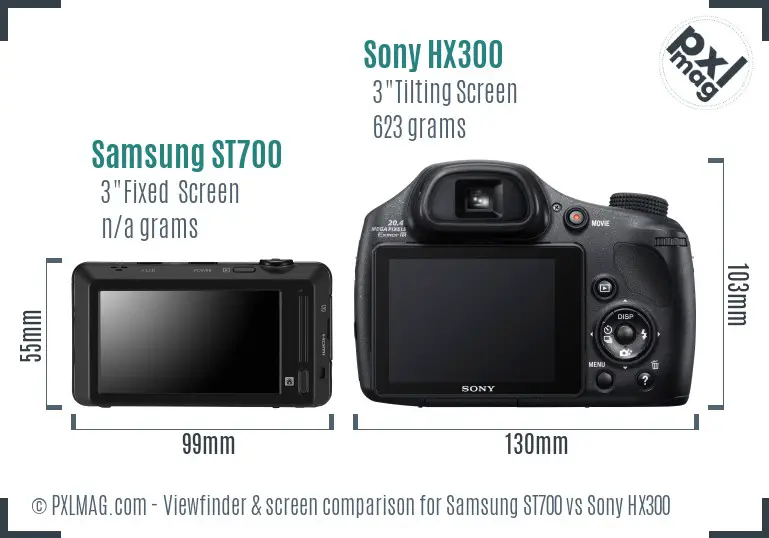 Samsung ST700 vs Sony HX300 Screen and Viewfinder comparison