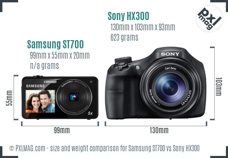 Samsung ST700 vs Sony HX300 size comparison