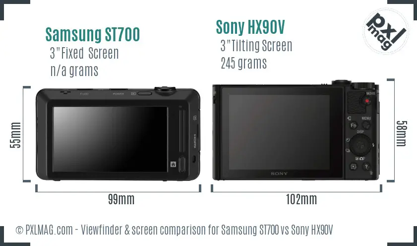 Samsung ST700 vs Sony HX90V Screen and Viewfinder comparison Samsung ST700 vs Sony HX90V Screen and Viewfinder comparison