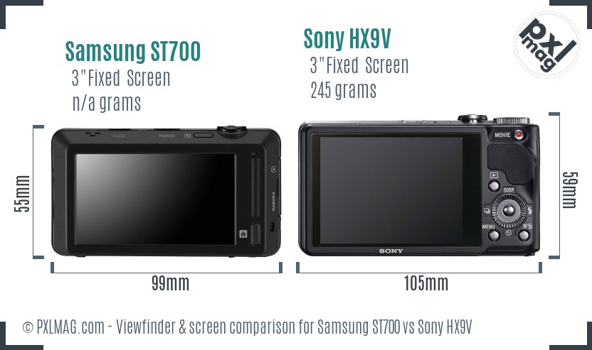 Samsung ST700 vs Sony HX9V Screen and Viewfinder comparison