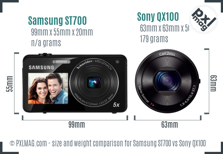 Samsung ST700 vs Sony QX100 size comparison Samsung ST700 vs Sony QX100 size comparison