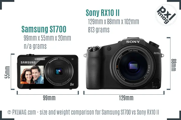 Samsung ST700 vs Sony RX10 II size comparison Samsung ST700 vs Sony RX10 II size comparison