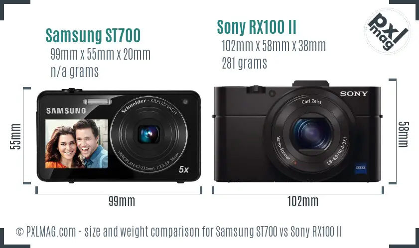 Samsung ST700 vs Sony RX100 II size comparison Samsung ST700 vs Sony RX100 II size comparison