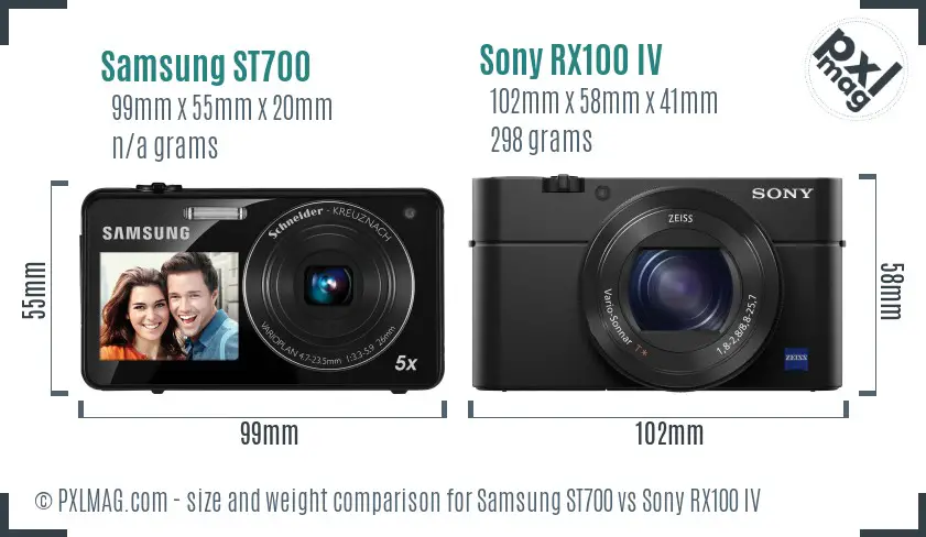 Samsung ST700 vs Sony RX100 IV size comparison